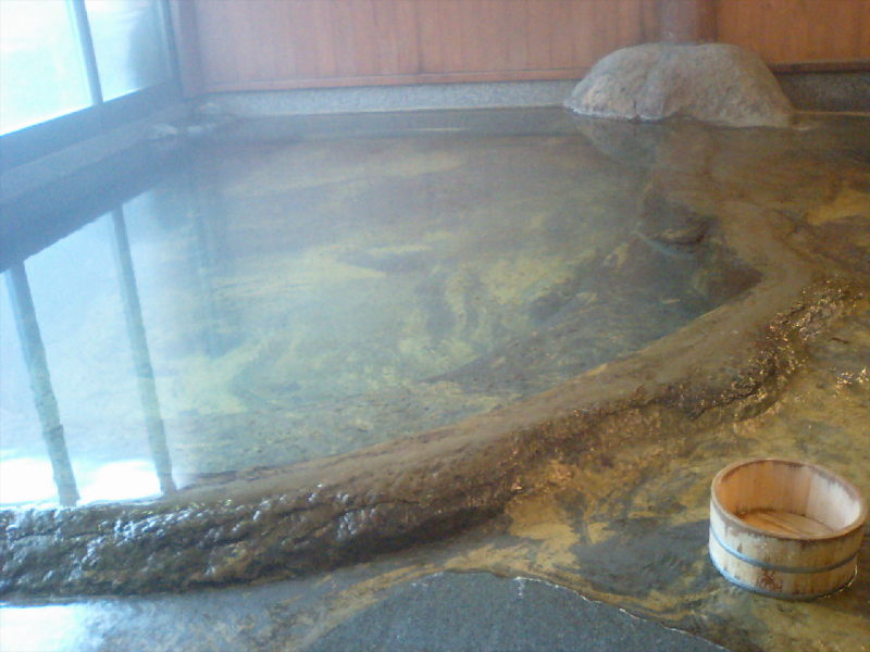 The mineral-laden water of an uchiburo.  Note the wooden buckets, lending an authenticity to even the small details.