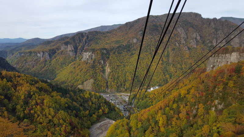 The view of quiet Souunkyou Onsen from the ropeway.